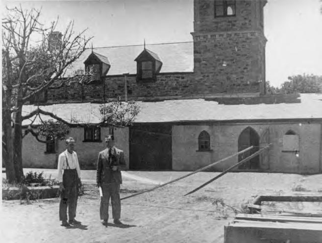 Father Smith inspects the grounds at Glanville Hall before the boys move in – in 1946.