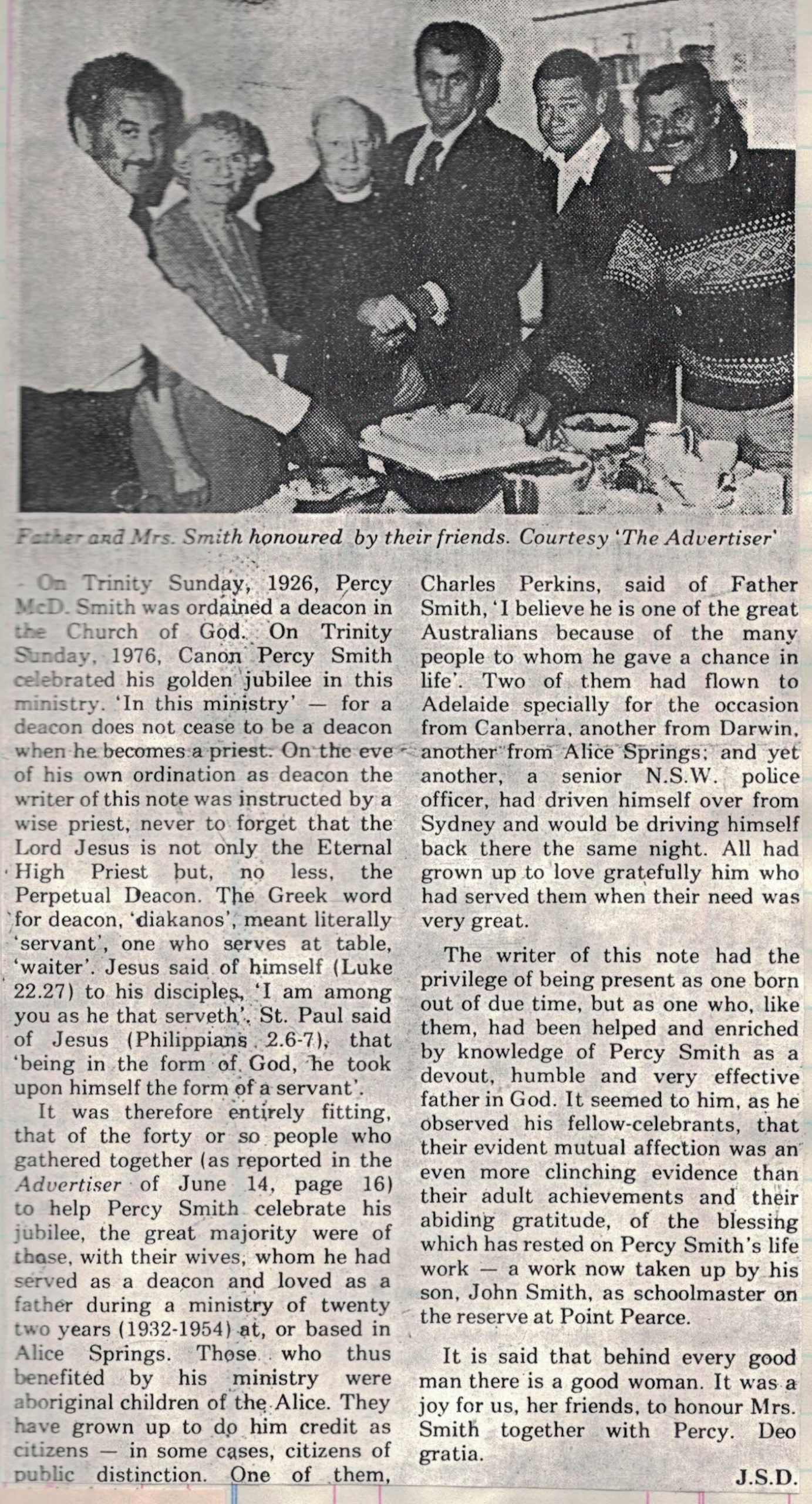 1976 – Church Guardian Article – Father Smith celebrates 50 years of ordination