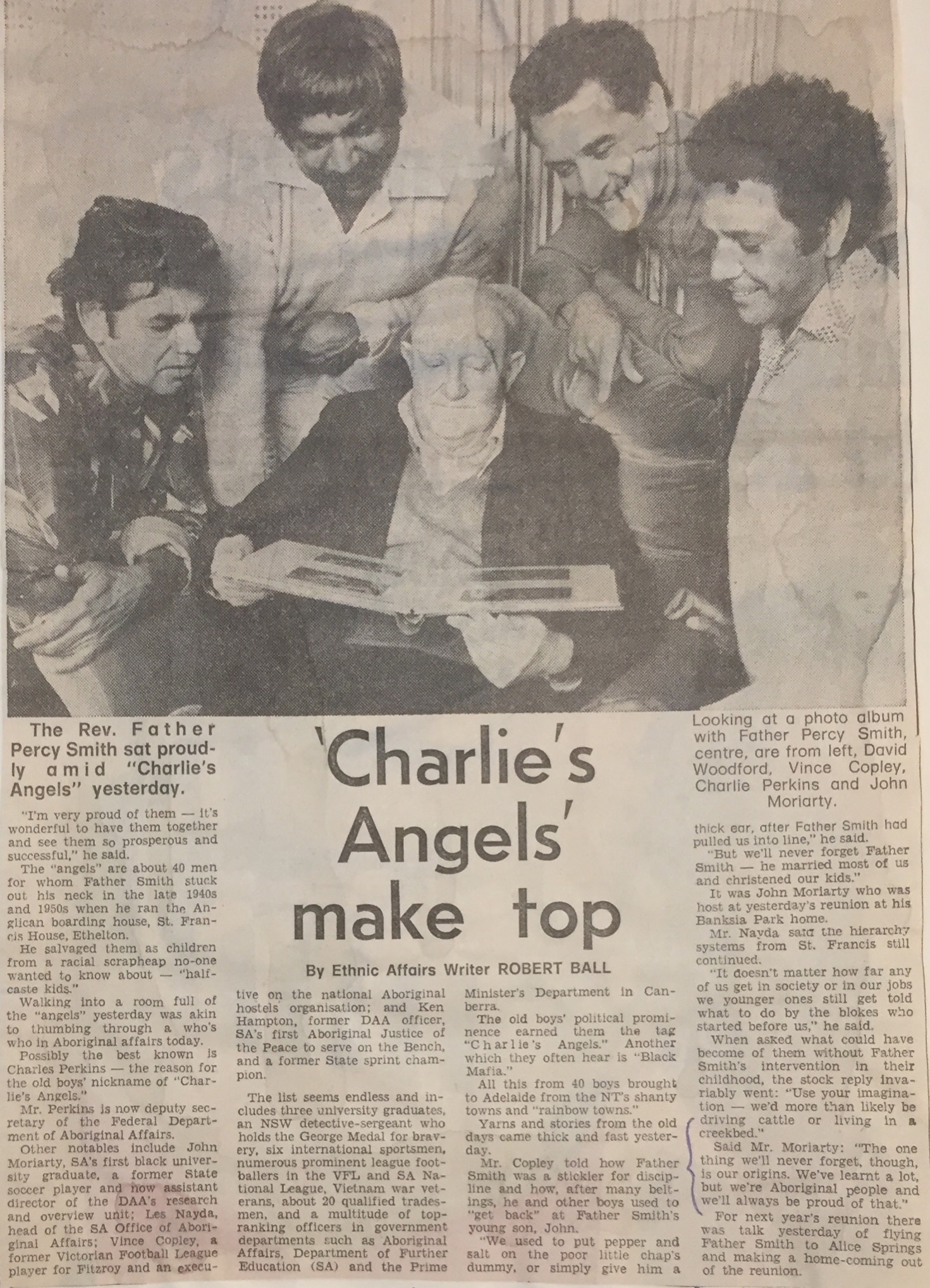 1979 – 8 October – The Advertiser reports on St Francis House reunion. Article entitled ‘Charlie’s Angels’ make top by Robert Ball